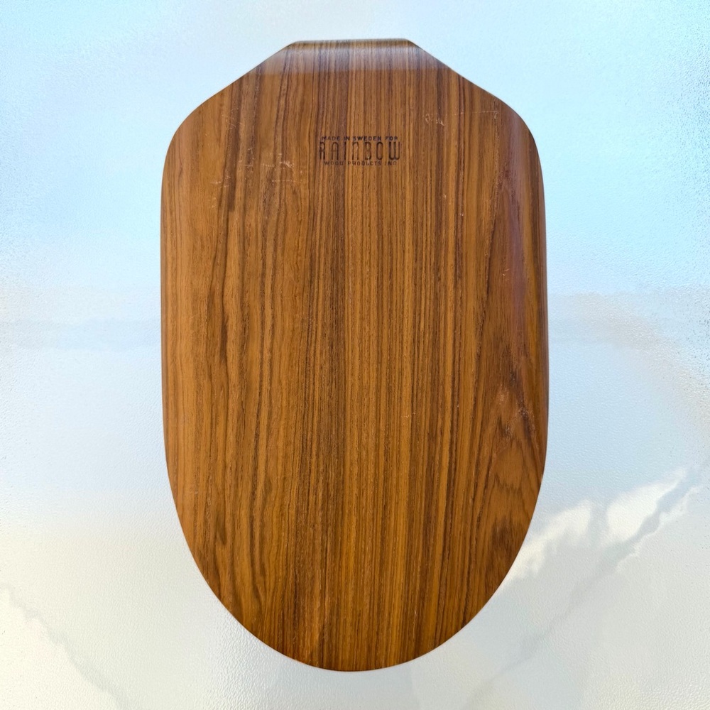 Teak Mid-Century Modern Serving Tray withStainless Steel Bowl • Charcuterie Tray - Picture 6 of 9